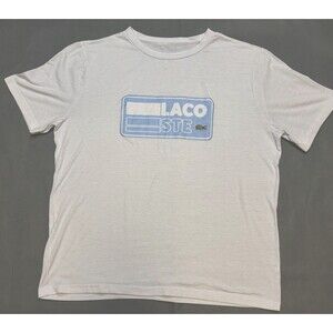 Lacoste Shirt Mens XXL White Short Sleeve Printed Logo Graphic Tee Embroidered